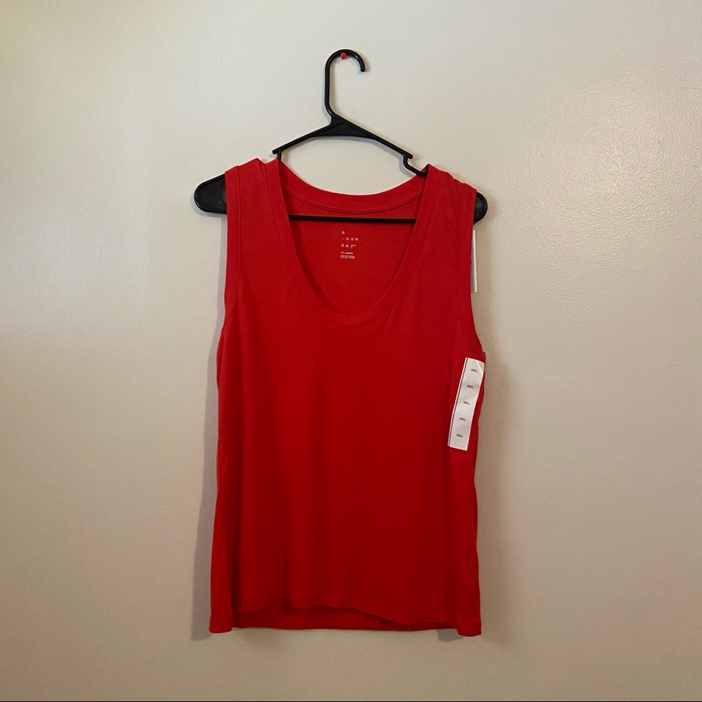 a new day. Red Tank Top
